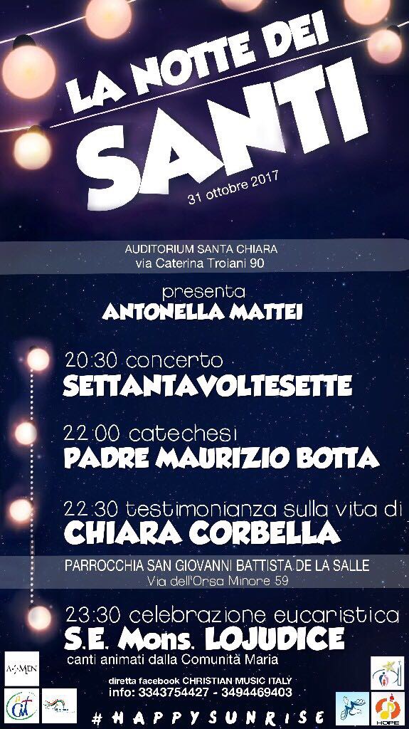 La Notte dei Santi – Martedì 31 Ottobre 2017 – Onlus Oltremare